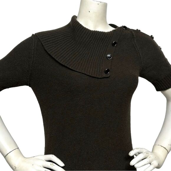 MAGASCHONI 100% Cashmere Tunic Length Sweater Button Up Turtleneck Cowl S M - Picture 9 of 16